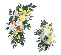 Lot de 2 Décorations pour Arche de Mariage, Citron Jaune, Décoration D'arche de Mariage, Arrangement Floral de Pivoine Citronnée Artificielle pour Bricolage, Cérémonie de Bienvenue, Panneau de Fond, T