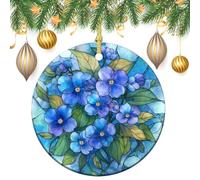 Lot de 2 décorations rondes à suspendre pour sapin de Noël - 7,2 cm - Bleu