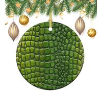 Lot de 2 décorations rondes à suspendre pour sapin de Noël en cuir de crocodile Vert 7,2 cm