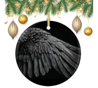 Lot de 2 décorations rondes à suspendre pour sapin de Noël en forme d'aile d'aigle Noir et blanc 7,2 cm