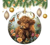 Lot de 2 décorations rondes à suspendre pour sapin de Noël en vitrail - 7,2 cm