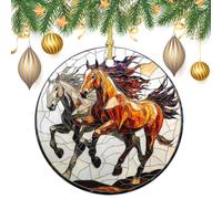 Lot de 2 décorations rondes à suspendre pour sapin de Noël en vitrail - 7,2 cm