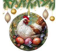 Lot de 2 décorations rondes à suspendre pour sapin de Noël en vitrail - 7,2 cm