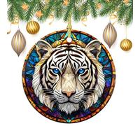Lot de 2 décorations rondes à suspendre pour sapin de Noël en vitrail Blanc 7,2 cm