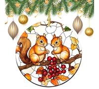 Lot de 2 décorations rondes à suspendre pour sapin de Noël en vitrail double face 7,2 cm