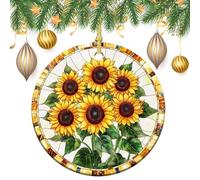 Lot de 2 décorations rondes à suspendre pour sapin de Noël en vitrail double face 7,2 cm