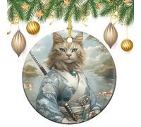 Lot de 2 décorations rondes à suspendre pour sapin de Noël Kimono Bleu clair 7,2 cm