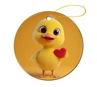 Lot de 2 décorations rondes à suspendre pour sapin de Noël - Motif canard tenant un cœur dans la main - 7,2 cm