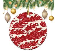 Lot de 2 décorations rondes à suspendre pour sapin de Noël Motif feu japonais 7,2 cm