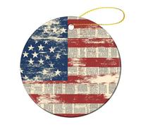 Lot de 2 décorations rondes à suspendre pour sapin de Noël Motif journal américain 7,2 cm