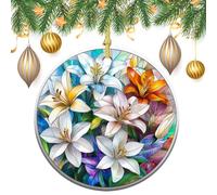 Lot de 2 décorations rondes à suspendre pour sapin de Noël style vitrail 7,2 cm