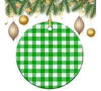 Lot de 2 décorations rondes à suspendre pour sapin de Noël vintage Vert et blanc 7,2 cm