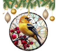 Lot de 2 décorations rondes double face à suspendre pour sapin de Noël en vitrail 7,2 cm