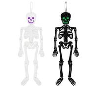 Lot de 2 décorations squelettes à paillettes double face à faire soi-même pour Halloween, décoration de maison hantée