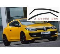 Lot de 2 déflecteurs d'air Compatible avec Renault Megane 2008 2009 2010 2011 2012 2013 2014 2015 2016 Mk3 3-Portes Acrylique Sombre PMMA de Qualité Supérieure