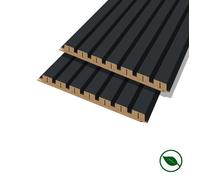Lot de 2 demi-panneaux mural décoratif lamelles MDF noir sur fond noir 1250 x 287 x 20 mm-0,72 M2 PEFC 70% FORESTEA Dimensions :
