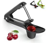 Lot de 2 dénoyauteurs de cerises en acier inoxydable - Dénoyauteur de cerises portable, facile à utiliser, passe au lave-vaisselle, sans BPA, prise en main, poignée ergonomique, rangement compact