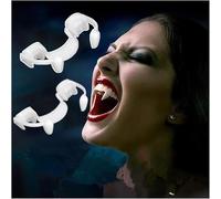 Lot de 2 dents de vampire rétractables, 2025, pour Halloween, Halloween, réutilisables, horreurs réalistes, en silicone, pour Halloween, cosplay
