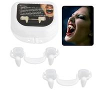 Lot de 2 dents de vampire rétractables, réutilisables pour Halloween, prothèses de vampire pour cosplay, fête d'Halloween