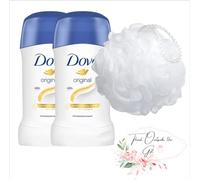 Lot de 2 déodorants Dove anti-transpirants en stick original 40 ml avec houppette de douche