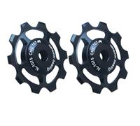 Lot de 2 dérailleurs de vélo - Poulie en céramique - Roue de guidage de vélo en aluminium - Kit pour VTT - 10 T, noir
