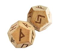 Lot de 2 dés en bois avec motif de lettres sculptées de 3,4 x 3 cm, parfaits pour les voyages, la méditation, le divertissement et comme outils de divination de collection pour une utilisation