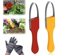 Lot de 2 désherbages en forme de poing de désherbage : désherbeur manuel avec 1 paire de gants, accessoire de jardin, désherbeur en acier inoxydable robuste, gadgets de jardin, plate-bande surélevée