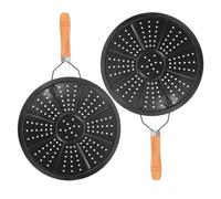 Lot de 2 Dessous-de-Plat à Manche en Bois 22cm Noir | Isolation Thermique, Protection du Plan de Travail, Crochet de Rangement, Usage Domestique, Fer et Bois