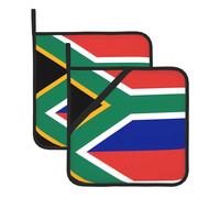 Lot de 2 dessous de plat carrés résistants à la chaleur - Motif drapeau de l'Afrique du Sud - Isolation thermique épaisse - Pour comptoirs de cuisine et lave-vaisselle