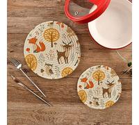 Lot de 2 dessous de plat en forme d'animaux mignons de la forêt d'automne - Dessous de plat tissé pour comptoir