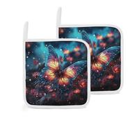 Lot de 2 dessous de plat multi-usages pour maniques de cuisine Motif papillon dans la voie lactée