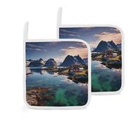 Lot de 2 dessous de plat résistants à la chaleur pour maniques des îles de Norvège - Multifonctions - Pour maniques de cuisine, pâtisserie, micro-ondes