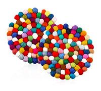 Lot de 2 Dessous de Plat Ronds en Feutre Faits à la Main Multicolores pour Assiettes Chaudes, résistants à la Chaleur, Dessous de Plat pour Table, Bureau, Cuisine, Accessoires de décoration