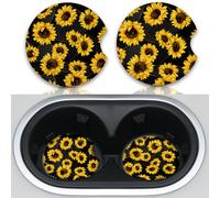 Lot de 2 dessous de verre absorbants tournesols de 7 cm pour femmes et hommes, dessous de verre pour boissons, tapis pour v hicule, dessous de ve