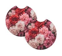 Lot de 2 dessous de verre amusants à imprimé de fleurs pour voiture, décoration d'intérieur, protection de table, 6,9 cm de diamètre