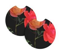 Lot de 2 dessous de verre BROLEO bicolores imprimés de fleurs de lune inodores pour tous les porte-gobelets standard, parfaits pour les voitures, camions, SUV - 6,9 cm