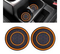 Lot de 2 dessous de verre de voiture - 7,9 cm - Antidérapant et anti-poussière - Pour console - Accessoires d'intérieur universels pour la plupart des voitures (orange)