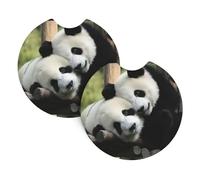 Lot de 2 dessous de verre de voiture AEKGOHP Lovely Pandas Impression sans odeur pour tous les porte-gobelets standard, parfaits pour les voitures, camions, SUV - 6,9 cm