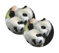 Lot de 2 dessous de verre de voiture AEKGOHP mignons imprimés pandas sans odeur pour tous les porte-gobelets standard, parfaits pour les voitures, camions, SUV - 6,9 cm