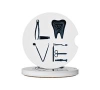 Lot de 2 Dessous de Verre de Voiture Amour Dentaire Hygiéniste Dentiste, Insert de Porte Gobelet de Voiture pour Accessoires D'Intérieur Auto