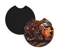 Lot de 2 dessous de verre de voiture avec avatars ethniques abstraits imprimés YYHHAOFA sans odeur pour tous les porte-gobelets standard, parfaits pour les voitures, camions, SUV - 6,9 cm