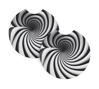 Lot de 2 dessous de verre de voiture BROLEO en spirale illusion d'optique Impression sans odeur pour tous les porte-gobelets standard, parfaits pour les voitures, camions, SUV - 6,9 cm