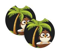 Lot de 2 dessous de verre de voiture BROLEO Little Sparrow on the cocotier Impression inodore pour tous les porte-gobelets standard, parfaits pour les voitures, camions, SUV - 6,9 cm