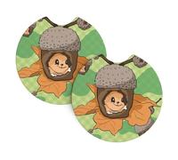 Lot de 2 dessous de verre de voiture - Motif écureuil de dessin animé BROLEO - Inodore - Pour tous les porte-gobelets standard, parfaits pour les voitures, camions, SUV - 6,9 cm