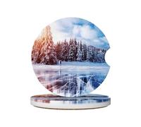 Lot de 2 Dessous de Verre de Voiture Pays des Merveilles d'hiver, Insert de Porte Gobelet de Voiture pour Accessoires D'Intérieur Auto