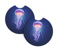 Lot de 2 dessous de verre de voiture YYHWHJDE avec motifs méduses lumineuses et inodores pour tous les porte-gobelets standard, parfaits pour les voitures, camions, SUV - 6,9 cm