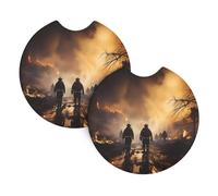 Lot de 2 dessous de verre de voiture YYHWHJDE Firefighters luttant contre les incendies, tasse inodore pour tous les porte-gobelets standard, parfaits pour les voitures, camions, SUV - 6,9 cm