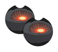 Lot de 2 dessous de verre de voiture YYHWHJDE The Magma In The Pit - Sans odeur - Pour tous les porte-gobelets standard, parfaits pour les voitures, camions, SUV - 6,9 cm