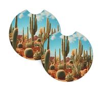 Lot de 2 dessous de verre de voiture YYHWHJDE The territory of the cactus - Inodores - Pour tous les porte-gobelets standard, parfaits pour les voitures, camions, SUV - 6,9 cm