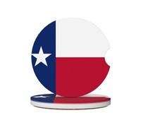 Lot de 2 dessous de verre en céramique avec drapeau du Texas pour voiture, camionnette, bateau, SUV et camion